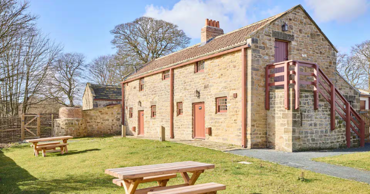 External view of the holiday cottages inside Beamish Museum.
